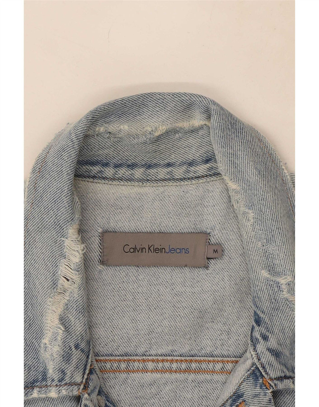 Calvin Klein Jeans Herre Distressed Denim Jacket UK 38 Medium Blue Cotton
