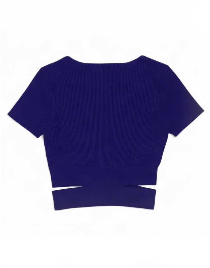 Zara Womens Crop Top UK 8 Small Blue Viscose