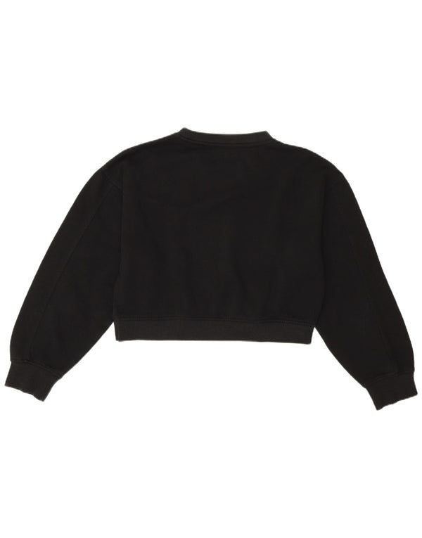 Zara Womens Crop Oversized Sweatshirt Jumper UK 10 Small Black Bomuld