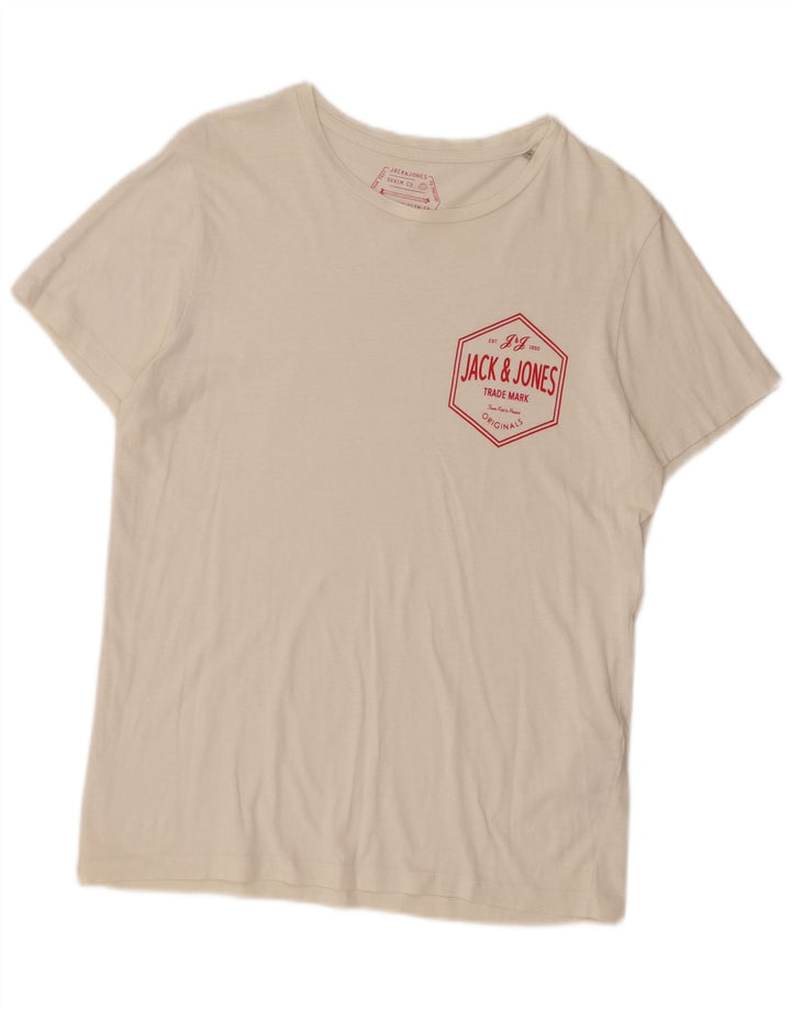 Jack & Jones Herre grafisk T-shirt Top Lille hvid bomuld