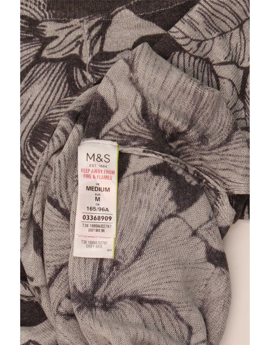 Marks & Spencer Dame Boat Neck Jumper Sweater UK 14 Medium Grey Floral