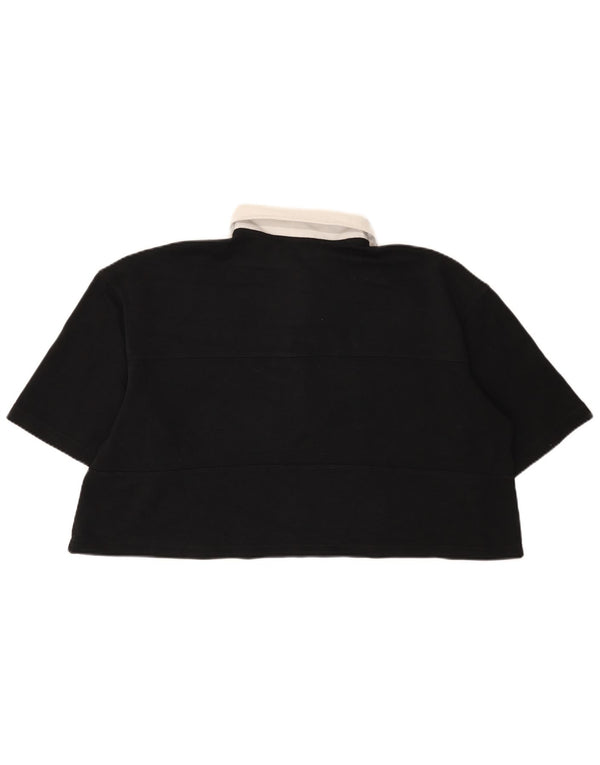 Nike Womens Crop Oversized Polo Shirt UK 14 Medium Black Colourblock Bomuld
