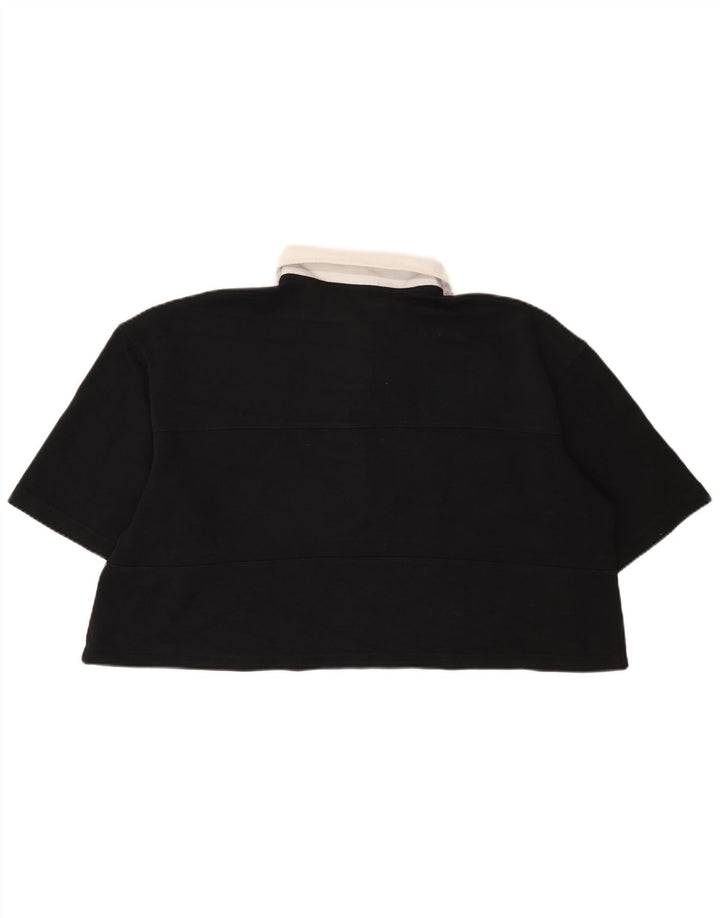 Nike Womens Crop Oversized Polo Shirt UK 14 Medium Black Colourblock Bomuld