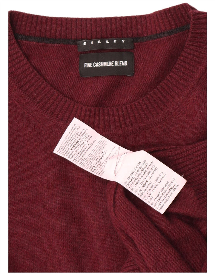 Sisley Herre Crew Neck Jumper Sweater Medium Burgundy Polyamid