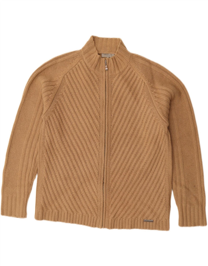 Ted Baker Herre Cardigan Sweater Str. 5 XL Beige Lammeuld