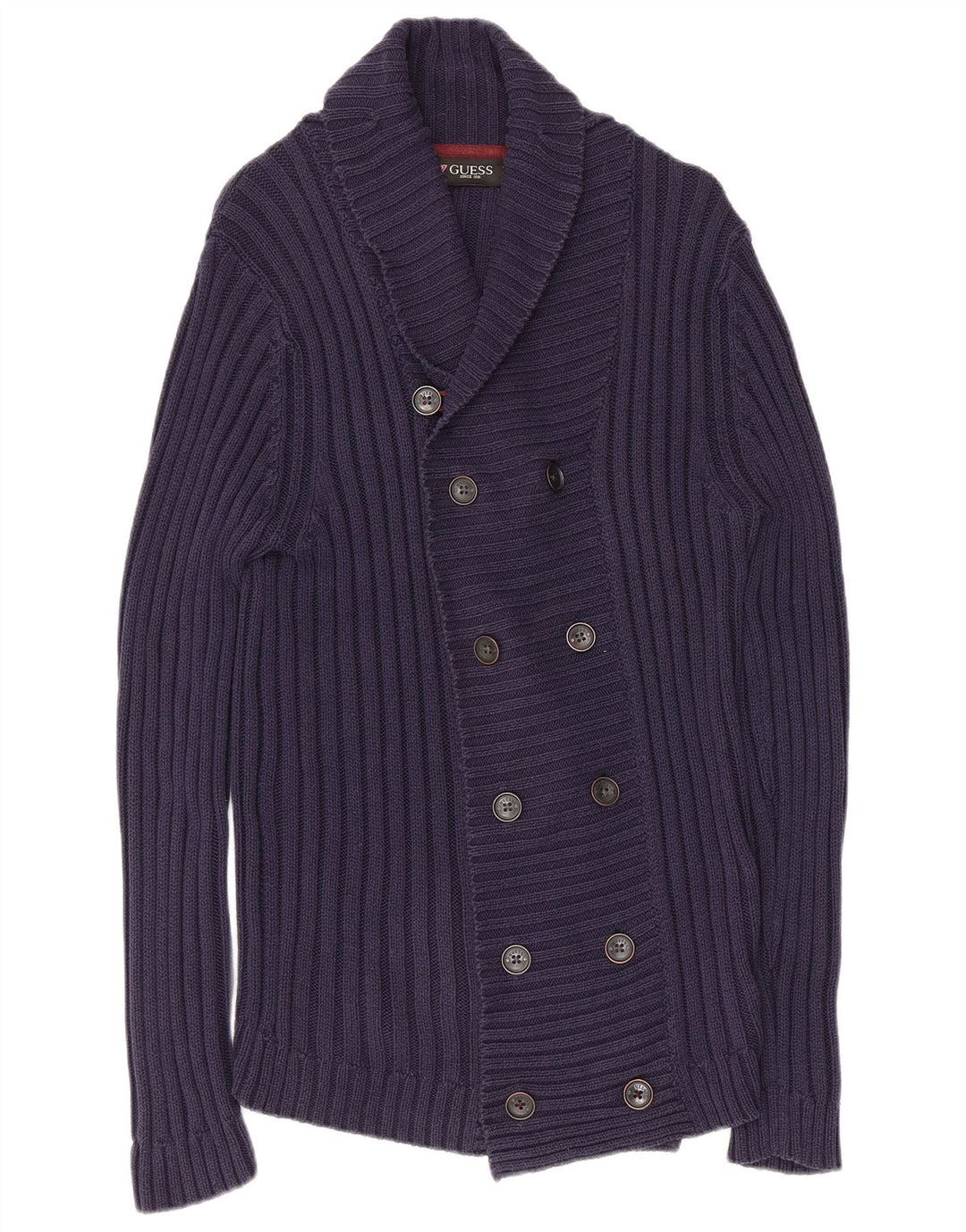 GUESS Dame Cardigan Sweater UK 14 Stor Marineblå Bomuld