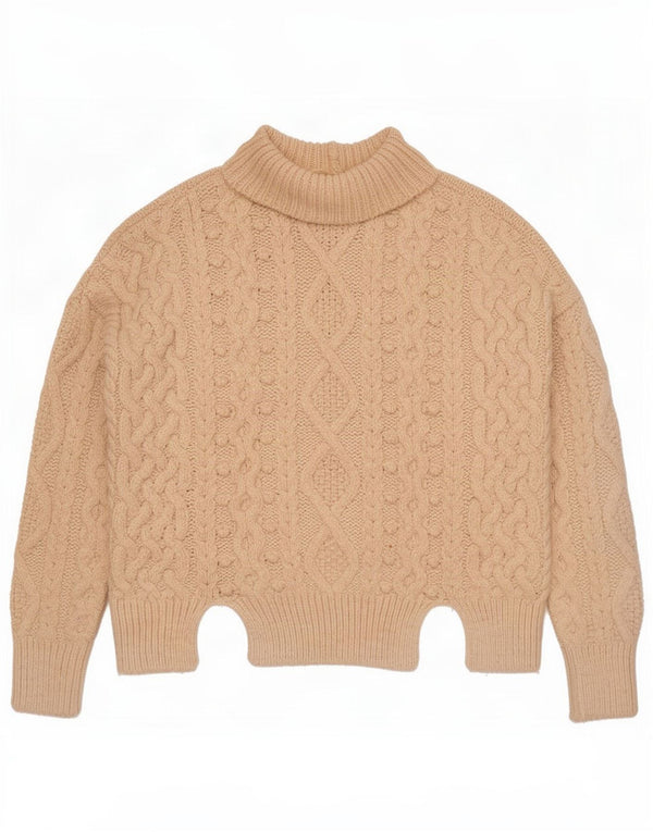 Zara Dame Oversized Roll Neck Jumper Sweater UK 16 Large Beige