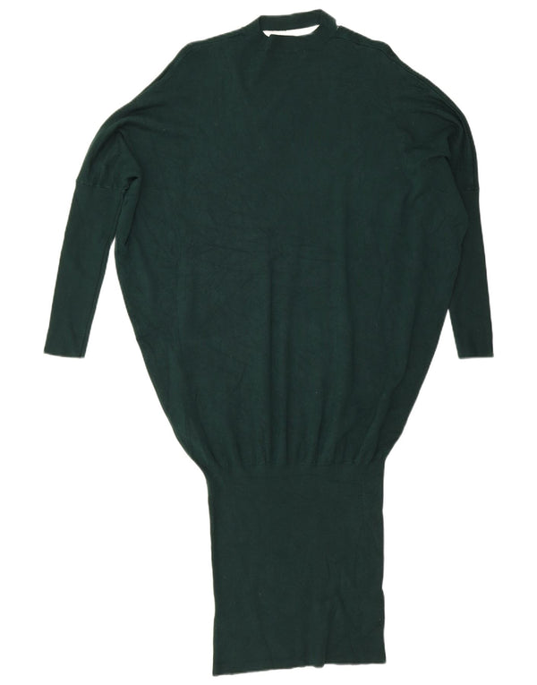 Zara Womens Oversized Drop Waist Dress UK 10 Small Green Viscose