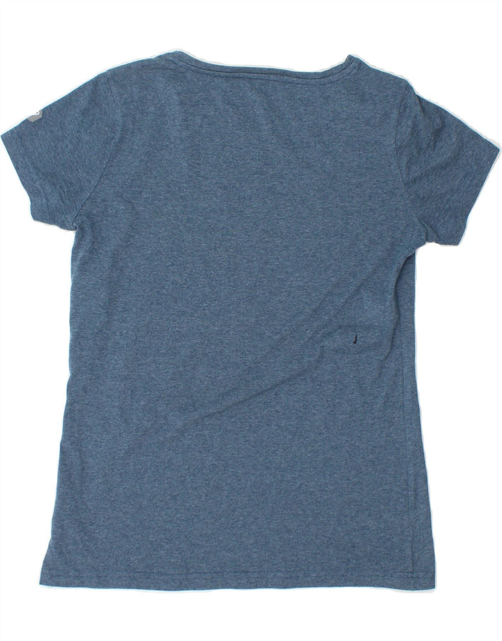 ASICS Womens Graphic T-Shirt Top Medium Navy Blue Flecked Cotton Vintage Asics and Second-Hand Asics from Messina Hembry 