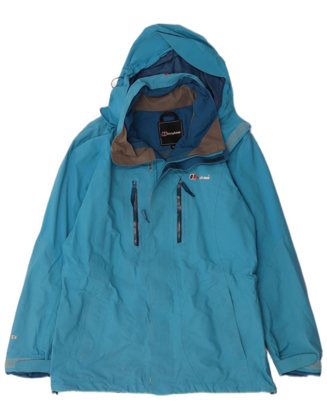 Berghaus Dame Hætte Oversized Regnjakke UK 10 Lille Blå Nylon