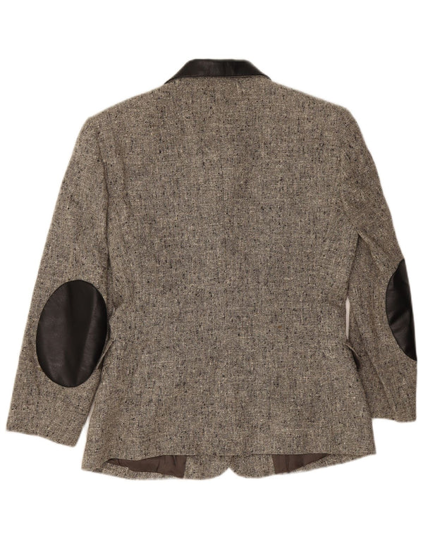 Vintage dame 3-knaps blazerjakke IT 44 Medium Grey Flecked Wool
