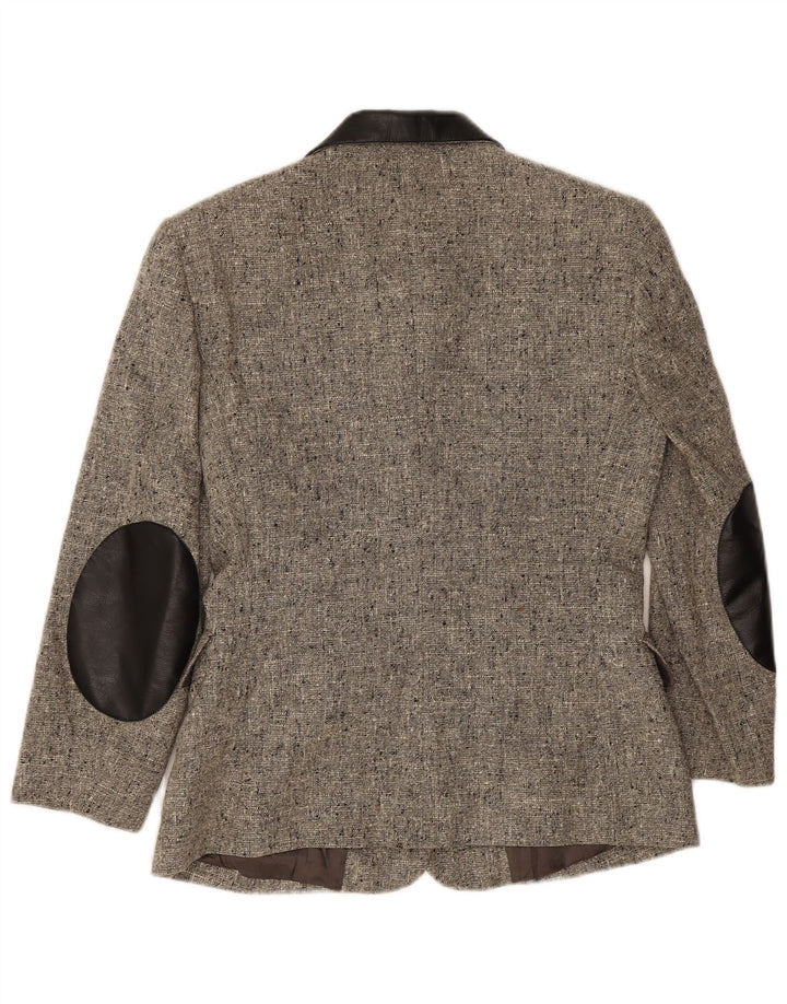 Vintage dame 3-knaps blazerjakke IT 44 Medium Grey Flecked Wool