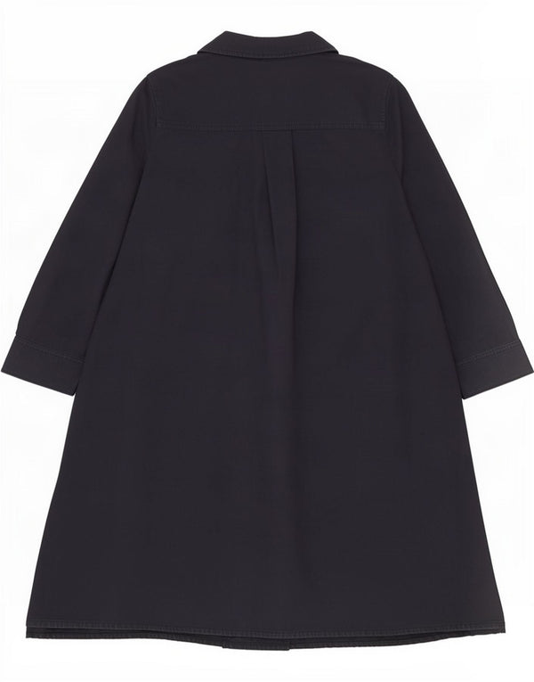 Cos Dame Langærmet A-Line Kjole EU 38 Medium Navy Blue Cotton