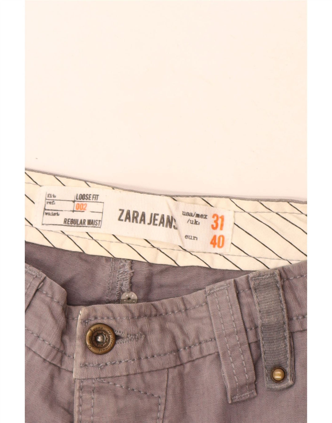 Zara Herre Straight Cargo Bukser EU 40 Medium W31 L31 Grå