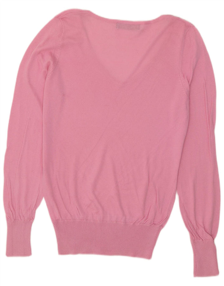 Zara Dame V-hals sweater UK 14 Medium Pink Bomuld