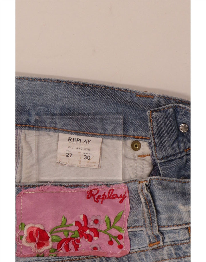 Replay Dame Denim Shorts W27 Små Blå Bomuld