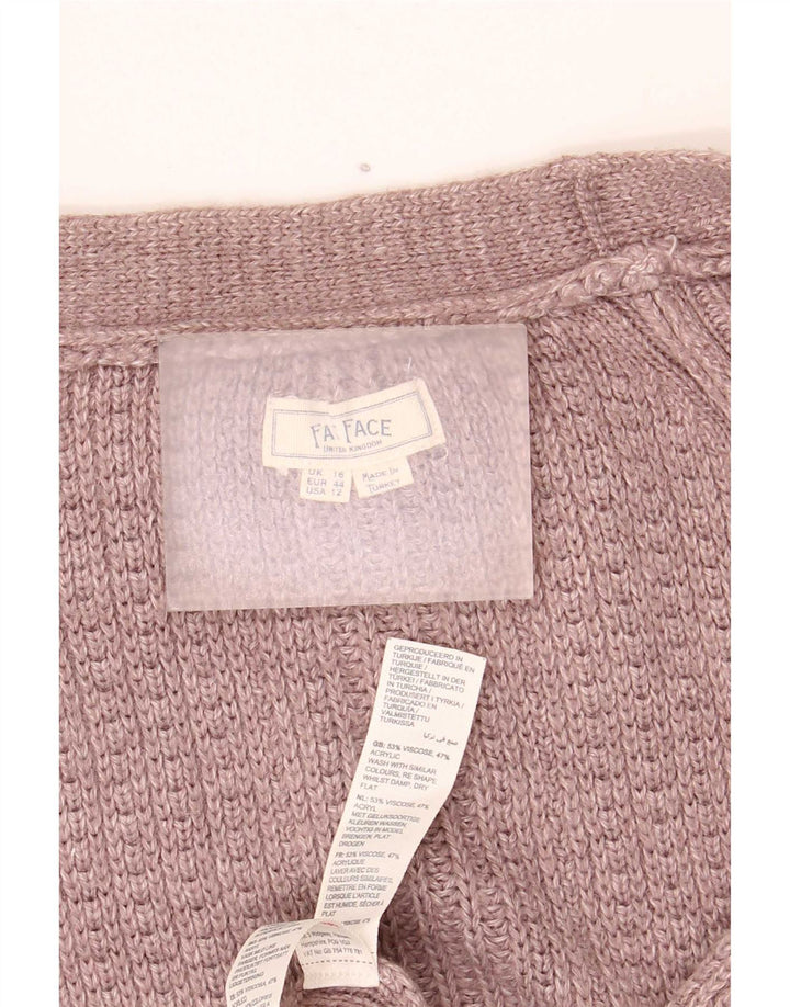 Fat Face Dame Oversized Open Cardigan Sweater UK 16 Large Brown Viscose