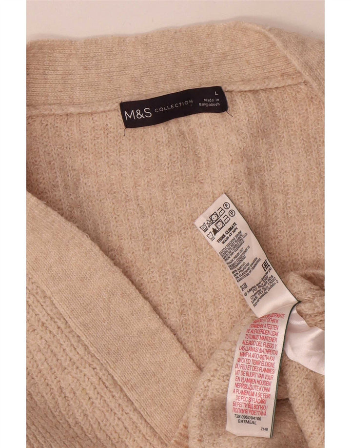 Marks & Spencer Dame Oversized Cardigan Sweater UK 16 Stor Beige Akryl