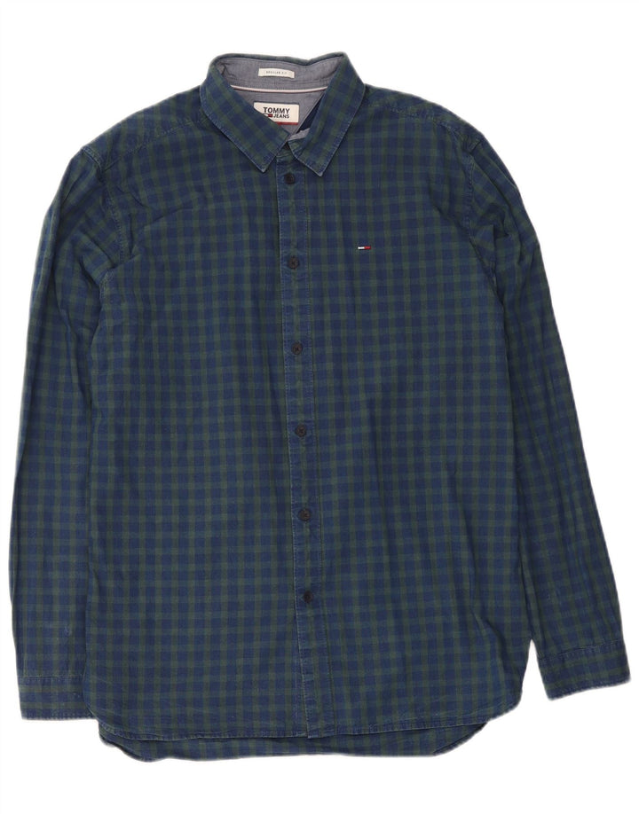 Tommy Hilfiger Herre Regular Fit Skjorte Large Blue Gingham Cotton