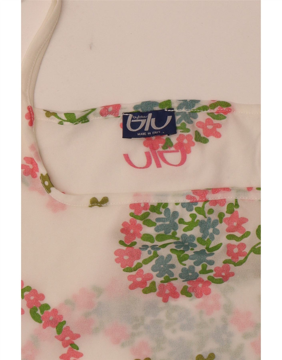 Byblos Dame Se Through Crop Cami Top UK 10 Small White Floral