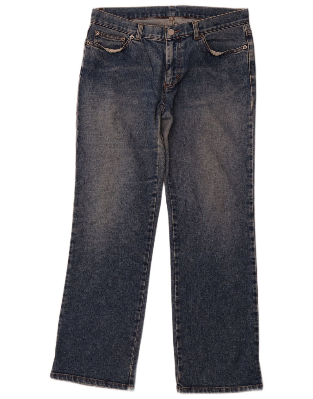 BENETTON Dame Straight Jeans IT 44 Medium W30 L28 Blå Bomuld