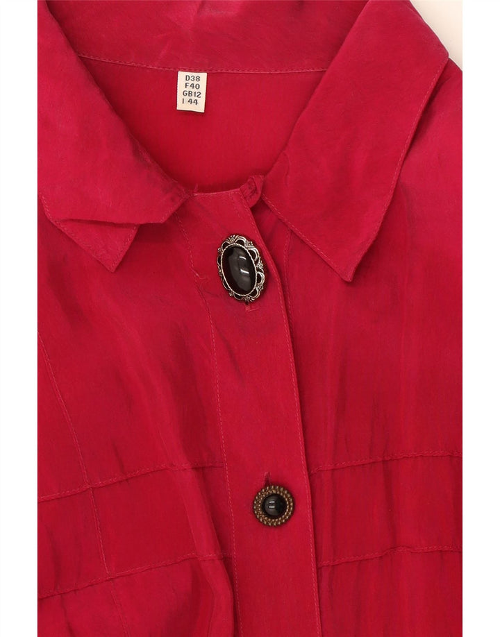 VINTAGE Womens Shirt Blouse UK 12 Medium Red Viscose Vintage Vintage and Second-Hand Vintage from Messina Hembry 