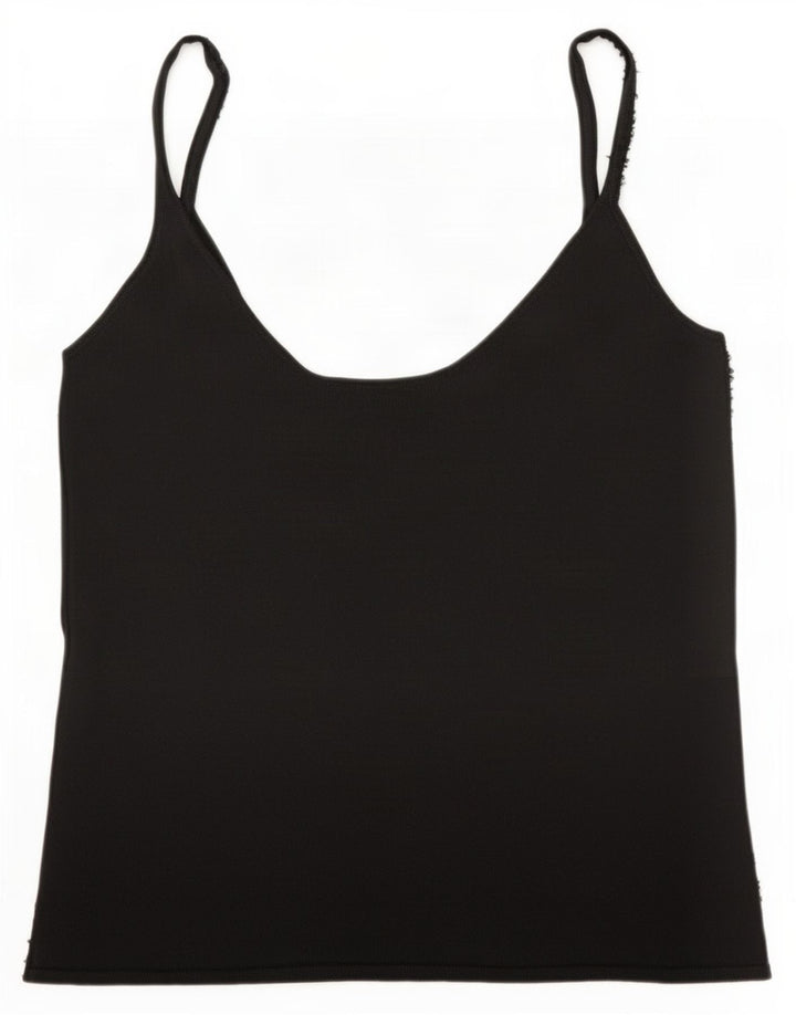 Zara Dame Cami Top UK 14 Large Black Rayon