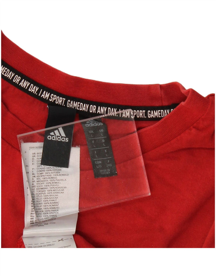 ADIDAS Mens Graphic T-Shirt Top Large Red Cotton