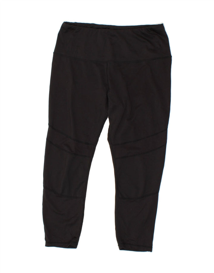 REEBOK Womens Crop Leggings UK 16 Large  Black Vintage Reebok and Second-Hand Reebok from Messina Hembry 
