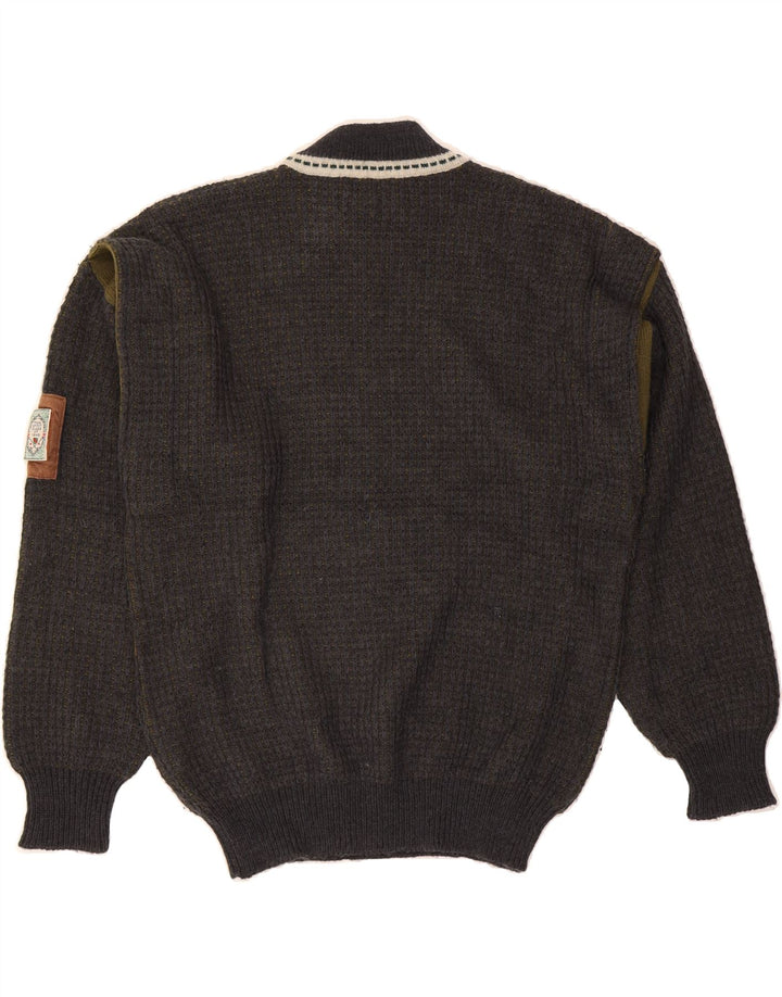 VINTAGE Herre Turtle Neck Jumper Sweater IT 50 Medium Navy Blue Colourblock