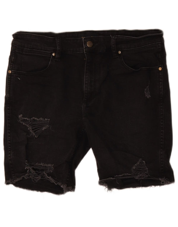 Wrangler Dames Distressed Denim Shorts W32 Large Black