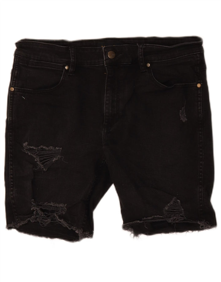 Wrangler Dames Distressed Denim Shorts W32 Large Black