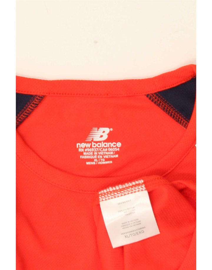 New Balance Herre T-Shirt Top XL Rød Colourblock Polyester