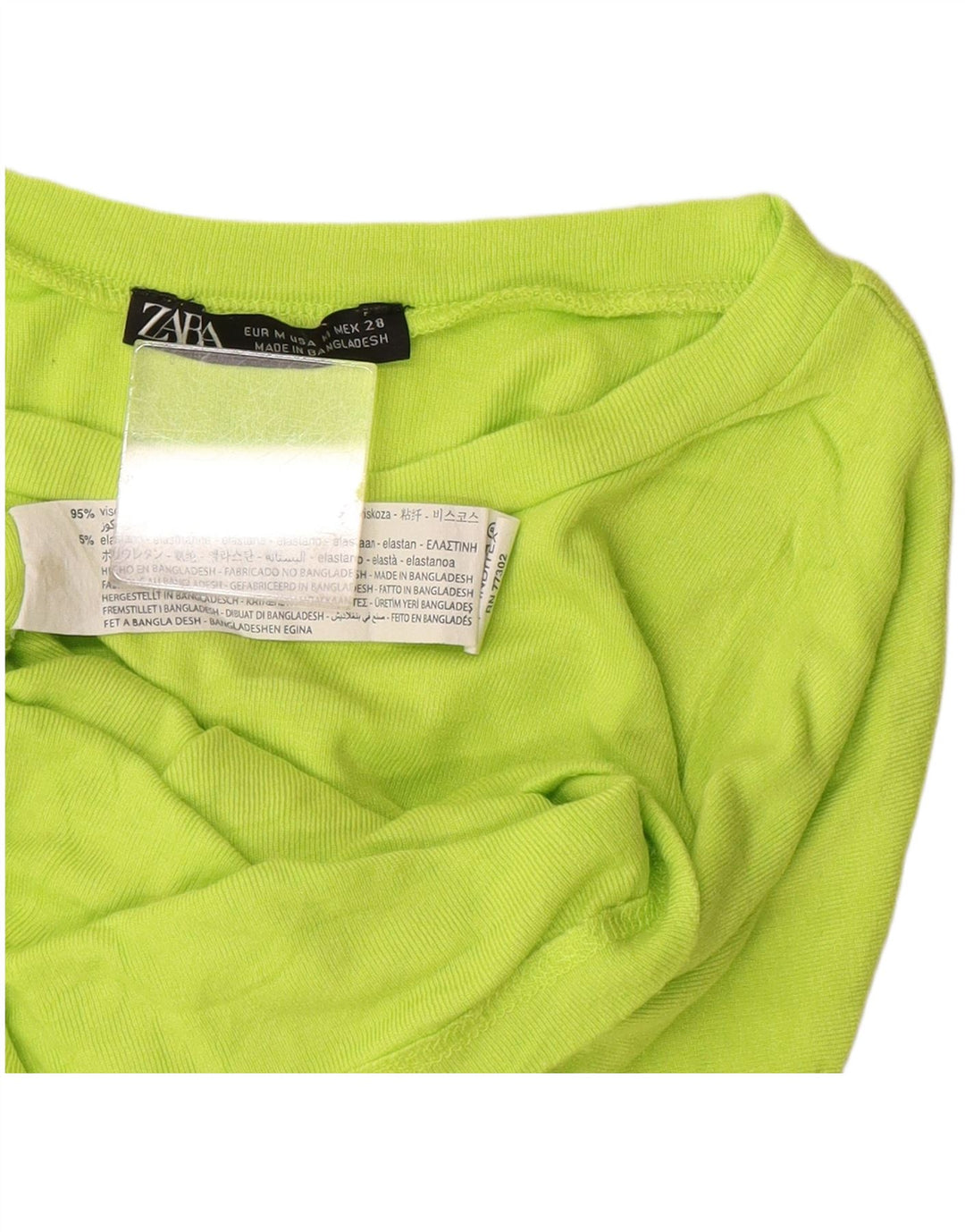Zara Womens Crop T-Shirt Top UK 12 Medium Green Viscose