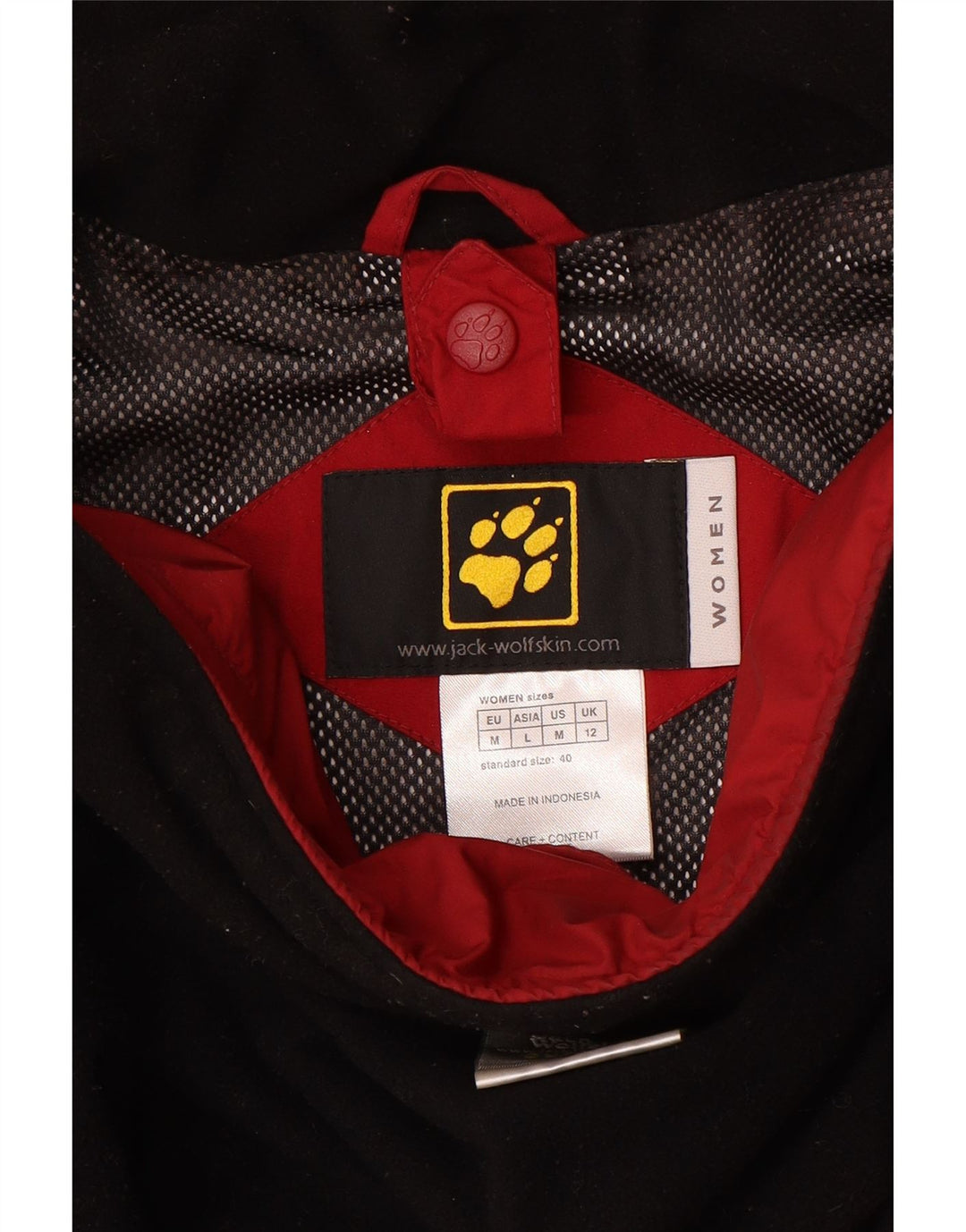 Jack Wolfskin Dame Hætte vindjakke UK 12 Medium Rød Polyamid