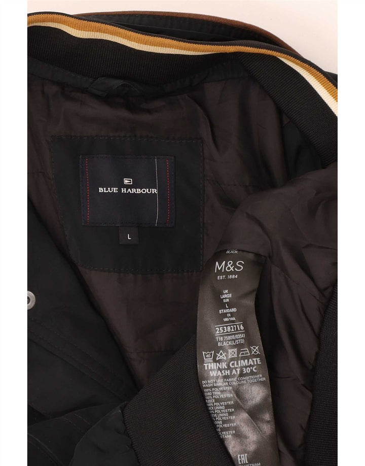 Marks & Spencer Herre Blue Harbor Bomber Jacket UK 40 Large Black Polyester