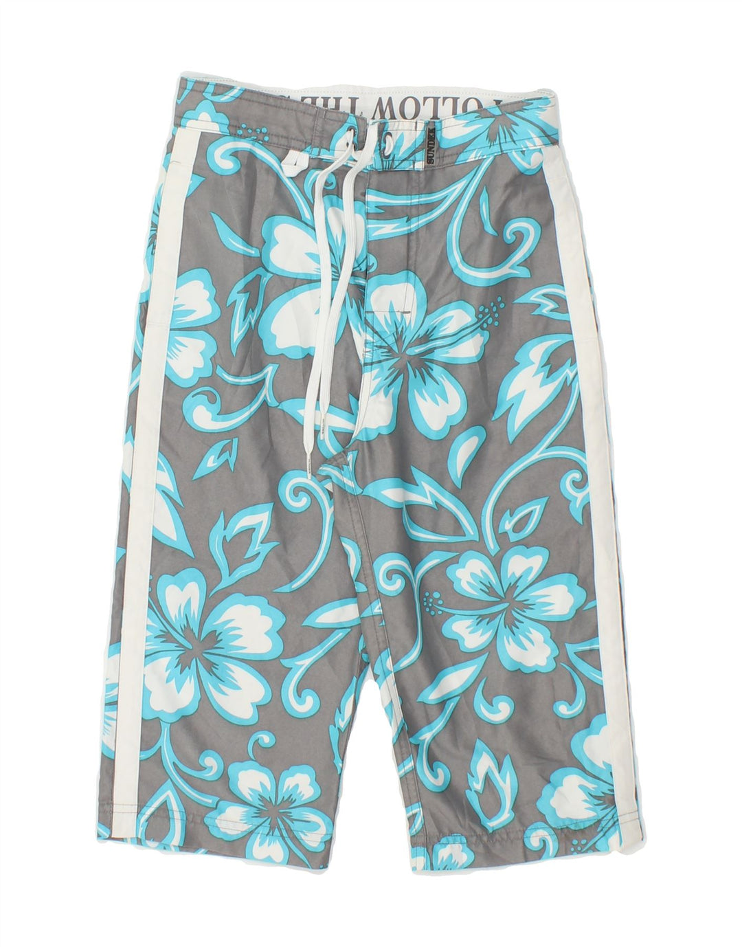 SUNDEK Boys Swimming Shorts 11-12 Years Grey Floral Polyester Vintage Sundek and Second-Hand Sundek from Messina Hembry 