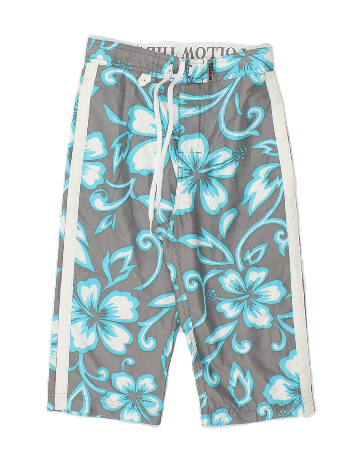 SUNDEK Boys Swimming Shorts 11-12 Years Grey Floral Polyester Vintage Sundek and Second-Hand Sundek from Messina Hembry 