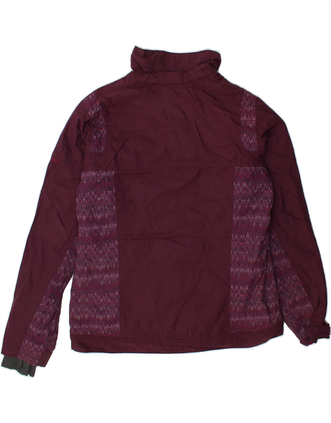 COLUMBIA Womens Windbreaker Jacket UK 16 Large Maroon Chevron Nylon Vintage Columbia and Second-Hand Columbia from Messina Hembry 