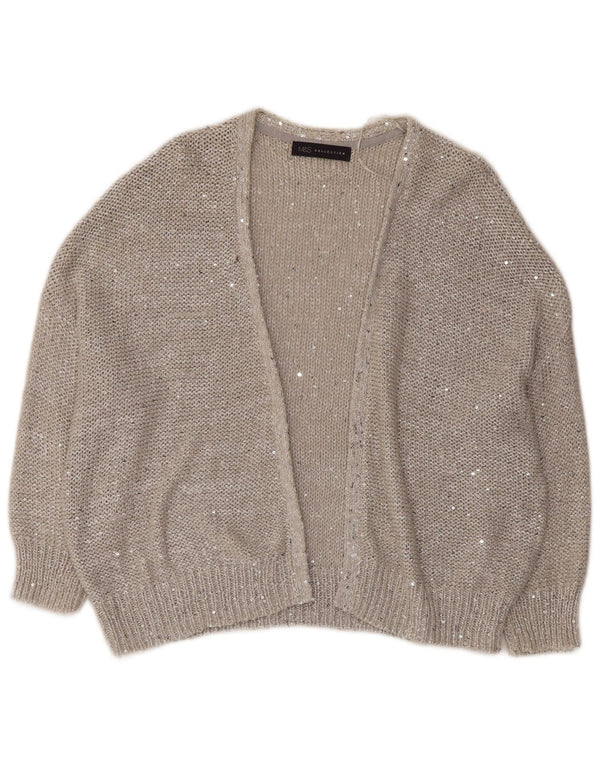 MARKS & SPENCER Dame 3/4 ærmet åben cardigan sweater UK 14 Large Grå