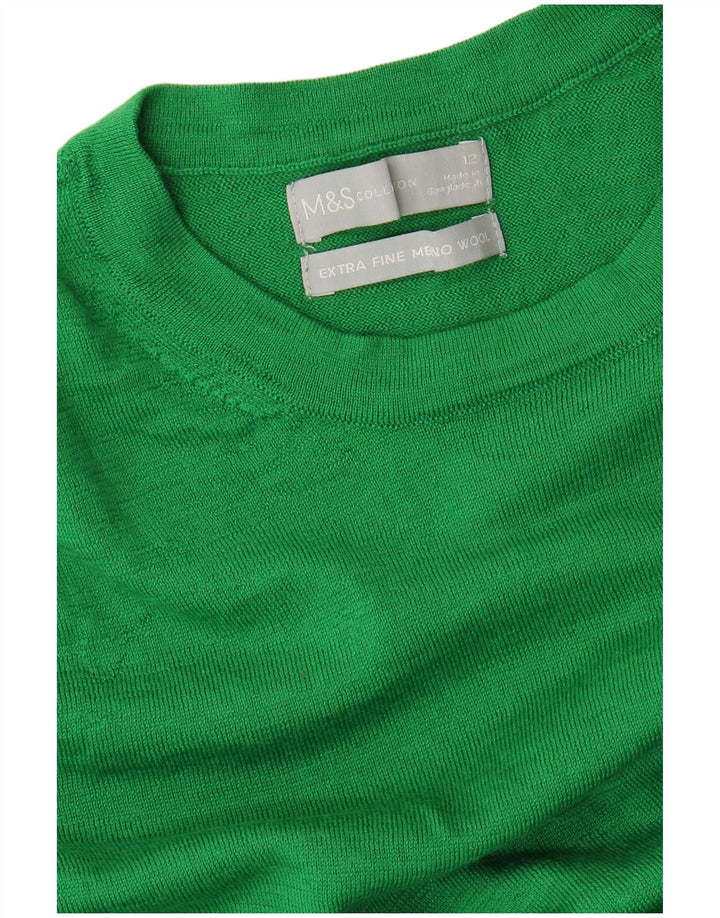 Marks & Spencer Dame Boat Neck Jumper Sweater UK 12 Medium Green