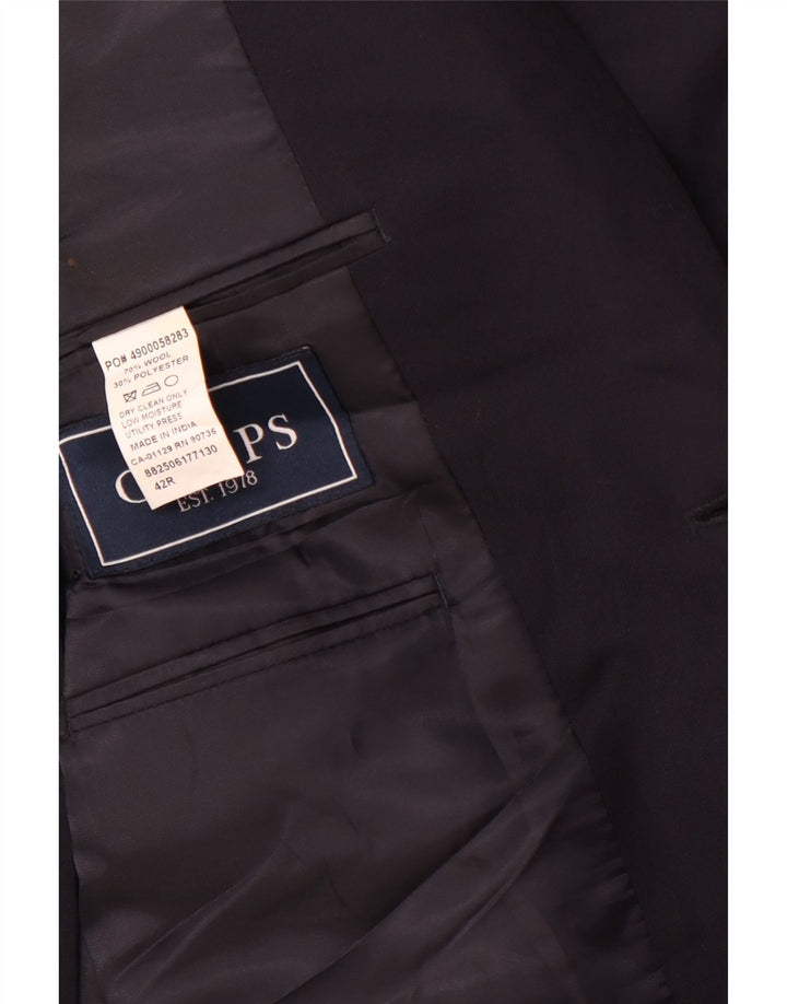 Chaps Herre Longline 2 Button Blazer Jacket UK 42 XL Navy Blue Wool