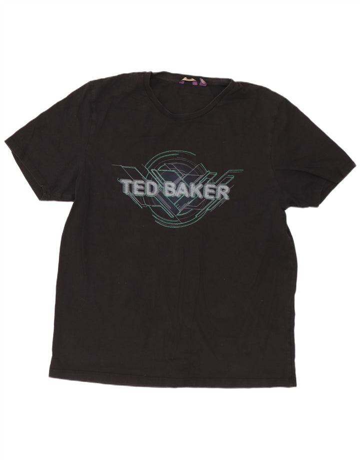 TED BAKER Herre grafisk T-shirt Top Størrelse 6 2XL Sort