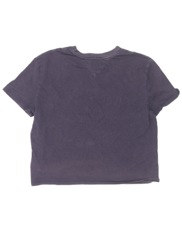 Tommy Hilfiger Womens Crop Graphic T-Shirt Top UK 18 XL Navy Blue Cotton