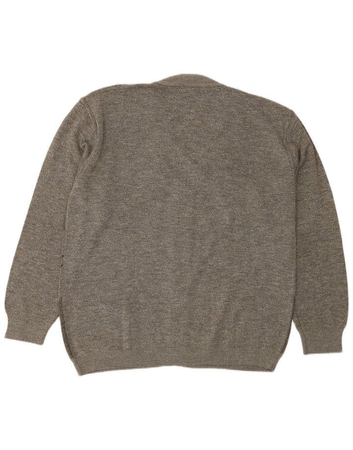 Rodes Herre Cardigan Sweater XL Grå Geometrisk Uld