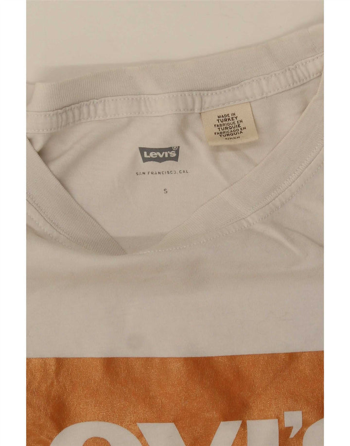 Levi's Womens Crop Oversized grafisk T-shirt top UK 10 Small White