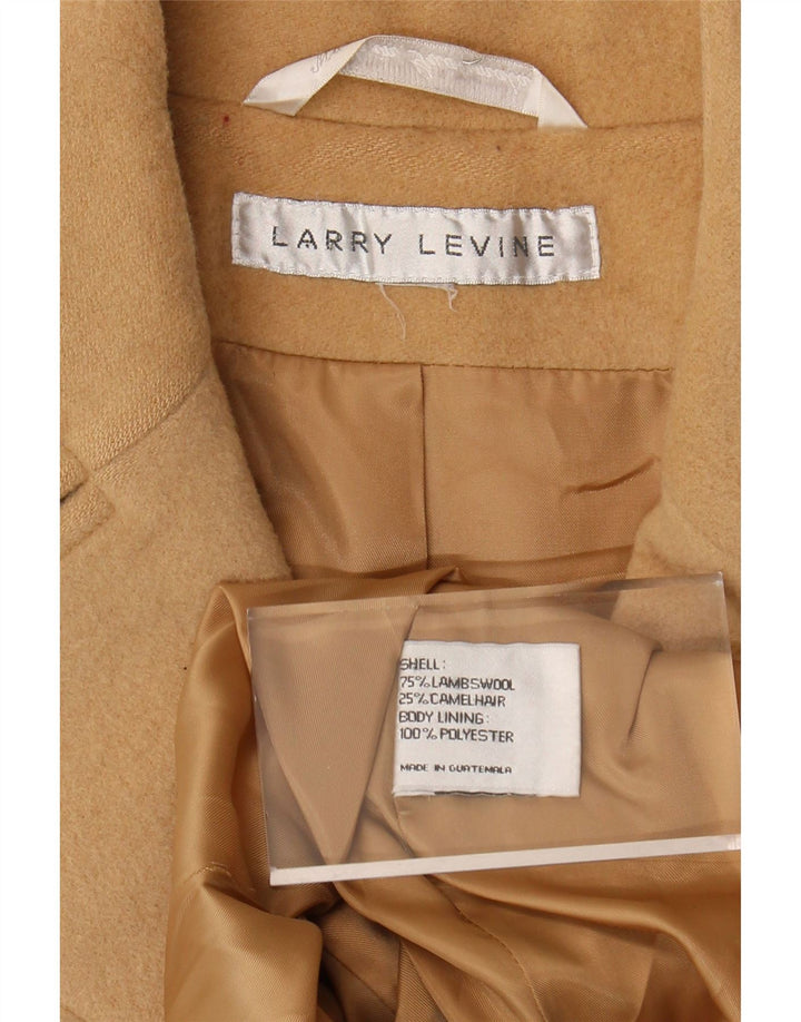 LARRY LEVINE Womens Overcoat UK 14 Medium Beige Lambswool Vintage Larry Levine and Second-Hand Larry Levine from Messina Hembry 