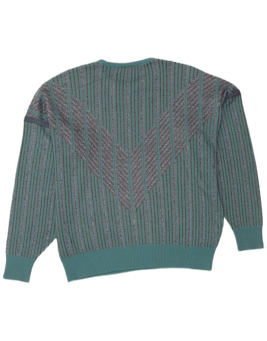 PIERRE SANGAN Herre sweater med rund hals, stor blå stribet akryl