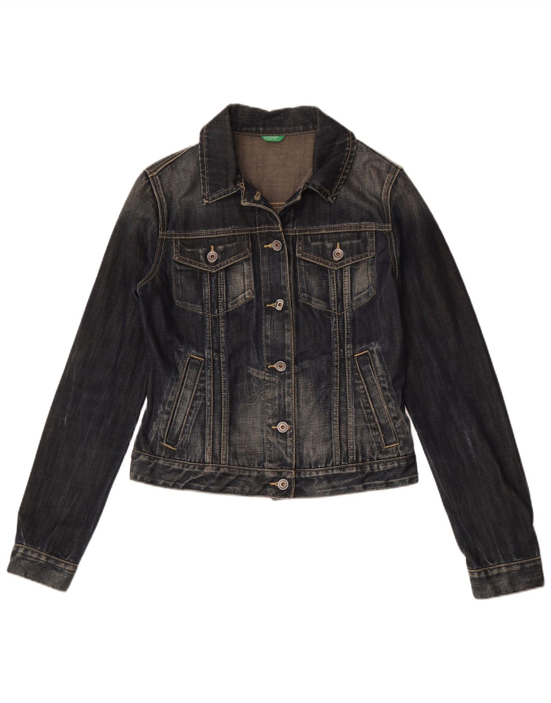 Benetton Dame denimjakke UK 12 Medium Navy Blue