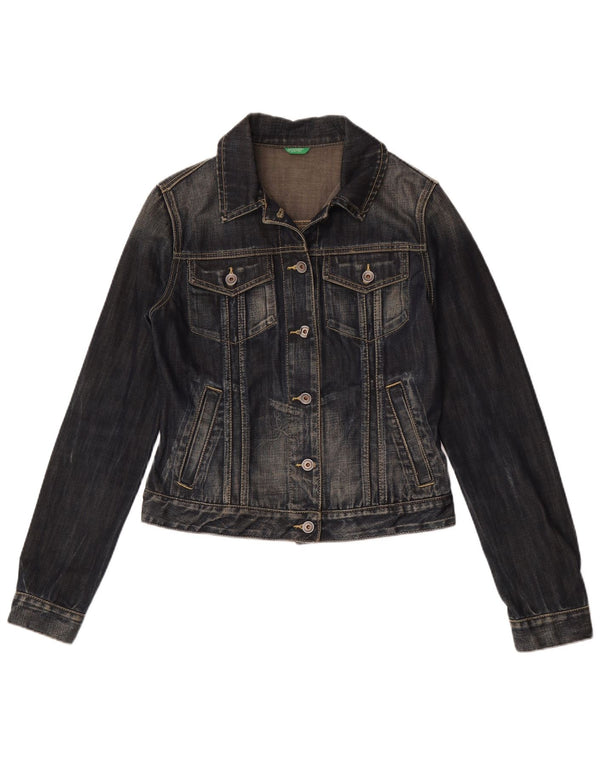 Benetton Dame denimjakke UK 12 Medium Navy Blue